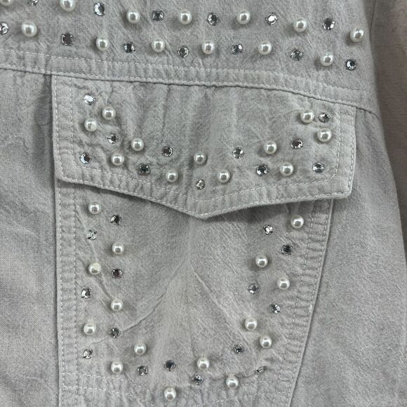 Vintage St Germain Paris Womens Shirt Size Large Rhinestone Embellished Shacket - Picture 9 of 12